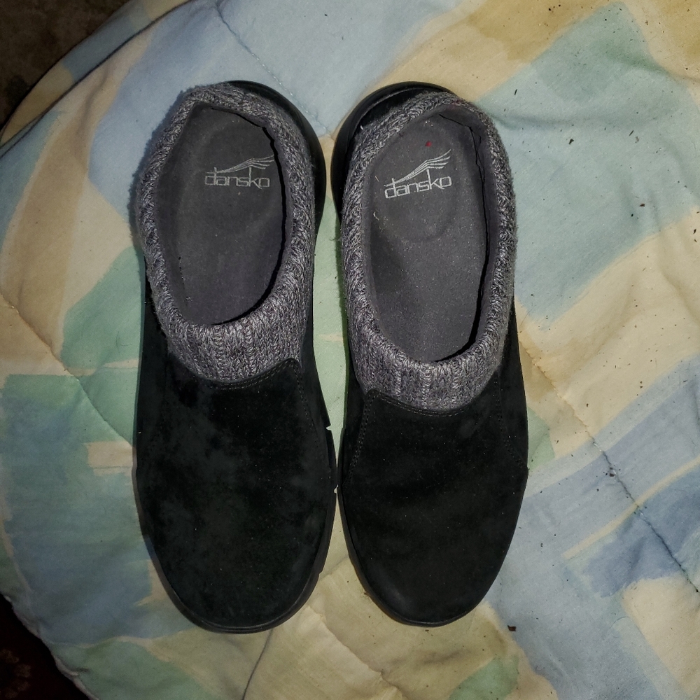 Dansko Black and Gray Slip-On Shoes